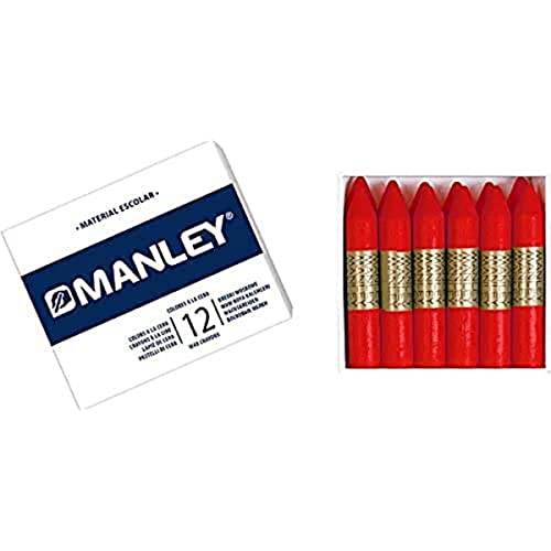 MANLEY MNC04522 Box 12 Wachsmalstifte, rot von MANLEY