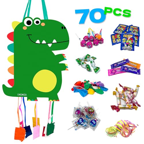 Piñata für Kindergeburtstag, Pinata + Packung mit 70 Spielzeugen und Süßigkeiten, Piñata, Geburtstag, Pinata, für Kinder, gefüllt mit Pinatas zum Kindergeburtstag, Pinata, MANLOZ (grün) von MANLOZ