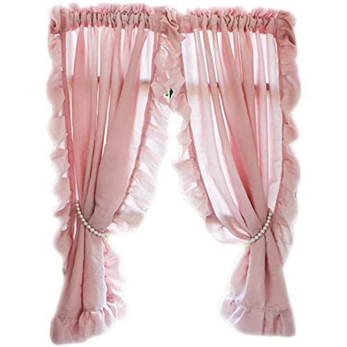 MANQILE Europäische rosa Gardinen für Wohnzimmer Mädchen Schlafzimmer Voile Vorhang mit Rüschen Tüll Hintergrund Fenster Screening, 1pc Pink Tulle Rod Pocket, W100 x H100CM von MANQILE