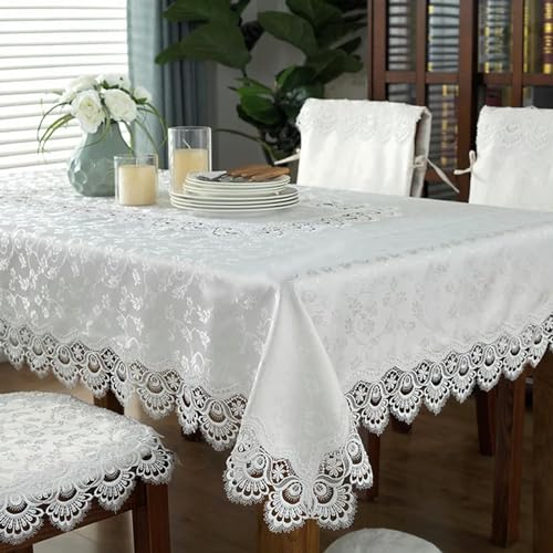 MANQILE Tischdecke, Bestickt, Jacquard-Satin, für Tisch, Esstisch, Tischdecke, Blumen-Spitze, Schranktuch von MANQILE