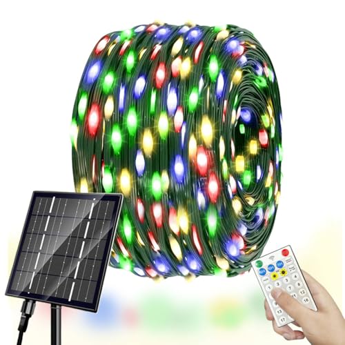 Solar-Lichterkette für den Außenbereich, 640 LEDs, wasserdicht, 19 Modi mit Fernbedienung, solarbetriebene Funkeln Lichter für Weihnachten, Hochzeit, Party, Dekoration (mehrfarbig) von MAOKOT