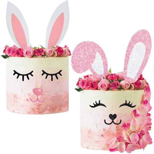 Hasenohren Tortendeko,Ostern Tortendeko Hase Cupcake Toppers,Tortendeko Karten für Ostern Party Deko Kinder Bunny Themenparty Party Kuchen Dekoration Lieferungen von MAOSHYMS