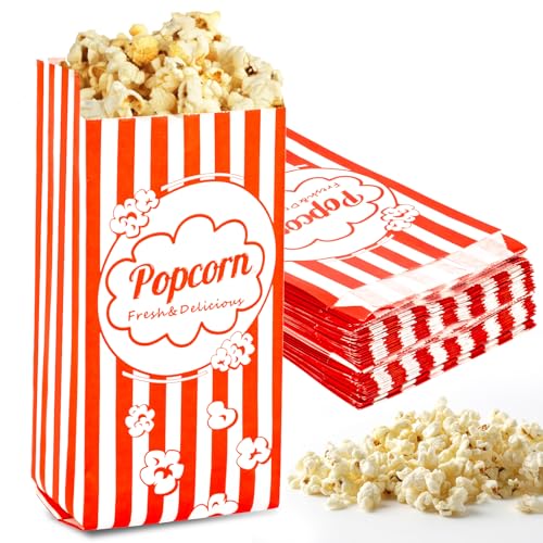 MAQIHAN Popcorn Tüten 100 stück - Popcorntüten Popcorn Tüten Klein 100 Stück Movie Night Filmabende Tüten Popcorn Maschinen Papiertüten Zubehör Popcornmaschine Papier Behälter Snacktüten von MAQIHAN