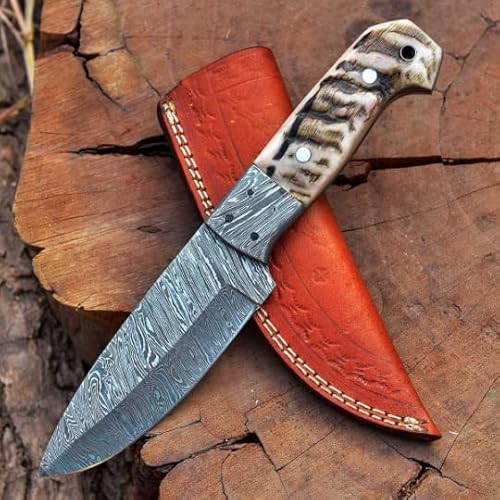 Damast Messer Damaszener Stahl Jagd Knife Damascus Hunting Bowie MAQ1932 von MAQSON