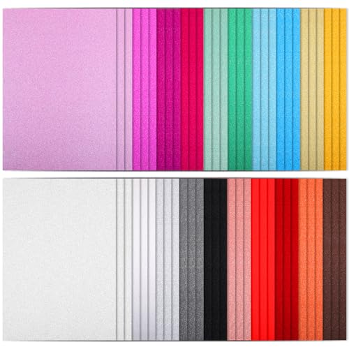 Glitzer-Kartonpapier, 250 g/m², 60 Blatt, 20 Farben, Premium-Glitzerpapier zum Basteln, A4-Glitzer-Karton für DIY-Projekte, glitzerndes Papier für Kartenherstellung von MAQUITA