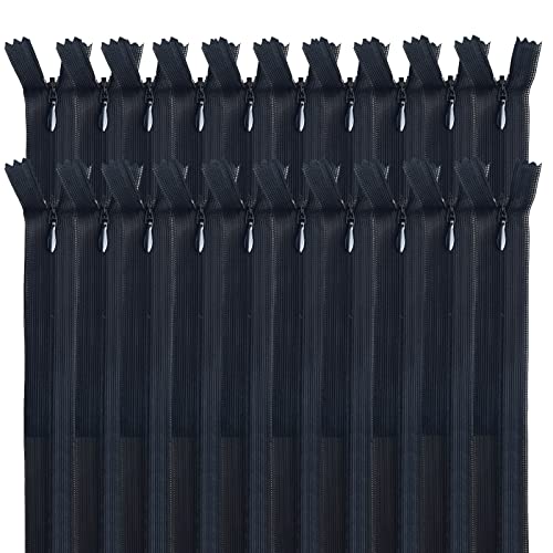 MARARDI [Packung 20] Unsichtbaren Reißverschlüssen [Schwarz] Nylon [45 cm] Nähen und Basteln zum Kleidung Taschen Stoff für Nähmaschine Patchwork Plastik Baumwolle Zipper mit Metallreißverschluss von MARARDI