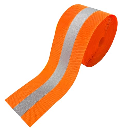 MARARDI Reflektierendes Klebeband zum Nähen - Reflektorband [10 Meter x 50 mm] [Fluoreszierendes Orange] 100% Polyester - Reflektor Tape Hohe Sichtbarkeit - Reflexionsvermögen ≥300 von MARARDI