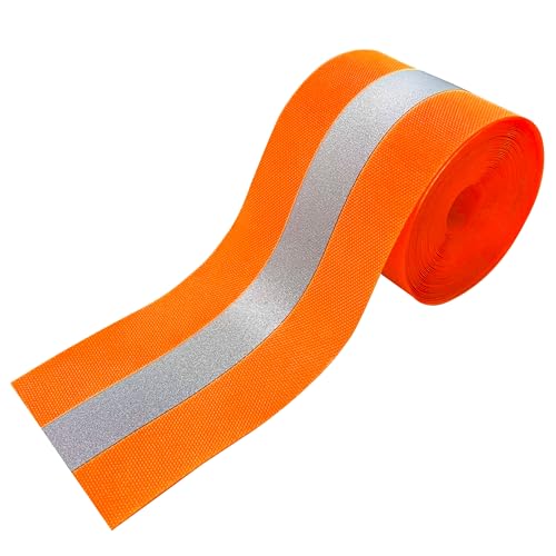 MARARDI Reflektierendes Klebeband zum Nähen - Reflektorband [5 Meter x 50 mm] [Fluoreszierendes Orange] 100% Polyester - Reflektor Tape Hohe Sichtbarkeit - Reflexionsvermögen ≥300 von MARARDI