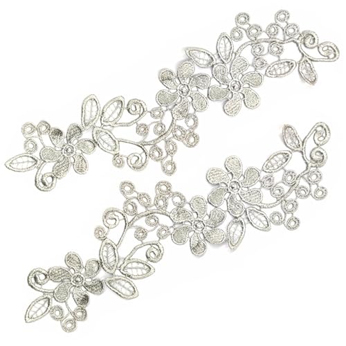 1 Paar elegante Blumen-Spitzen-Applikationen für Brautschmuck, Hochzeit, Verzierung für Hochzeitskleid von MARCBUSE