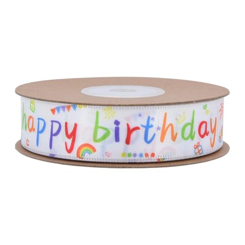 MARCBUSE Handgefertigtes Band "Happy Birthday", dekoratives Band für Haarschleifen, Hochzeitseinladungen, Verpackungen von MARCBUSE