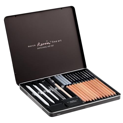 MARCO Skizzen Zeichen Bleistift Set 19 Stück Skizzier-Set Anfänger ideal zum Schattieren für Zeichnen, Skizzieren für Künstler,Erwachsene, Teenager（19Stück） von MARCO