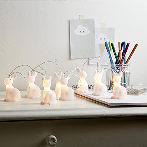 LED Lichterkette Bunny - 10 weiße Häschen mit warmweißen LED - 1,35m - Batterie - Timer von MARELIDA