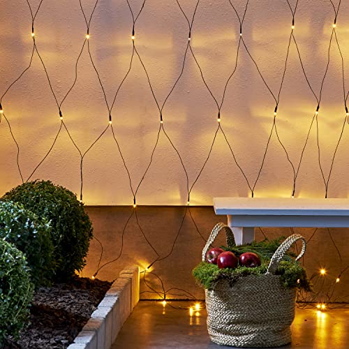 MARELIDA LED Lichternetz - GOLDEN LED Serie - 200 ultra warmweiße LED - 3m x 3m - schwarzes Kabel - für Außen von MARELIDA