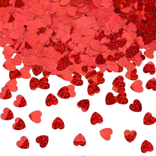 MARFOREVER Herz Konfetti Glitzer, Hochzeit Rot Konfetti Metallisch Folie Herzen Streudeko Pailletten Confetti für Party Geburtstag Valentinstag Verlobung Tisch Dekorationen von MARFOREVER