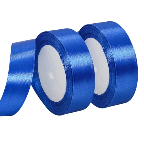 MARTCATO Satinband Blau 2 Rollen, 25 mm Breit Schleifenband Blau Dekoband, 46 Meters Geschenkband Breit Schleifenband Hochzeit Taufe Geschenkverpackung Bastelarbeiten Deko Party Geburtstag Band von MARICATO