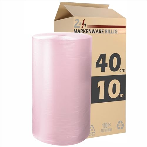 Luftpolsterfolie kleine Rolle 40cm x 10m Noppenfolie - Bubble Wrap Verpackungsmaterial - Polster - Pack - & Verpackungsfolie (2x 40cm x 10m) von MARKENWARE BILLIG