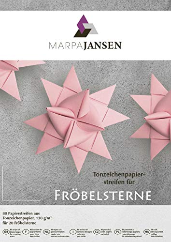 Papierstreifen für Fröbelsterne - (1,5 x 45 cm, 80 Streifen, 130 g/m²) - Tonzeichenpapier - rosé von MARPAJANSEN