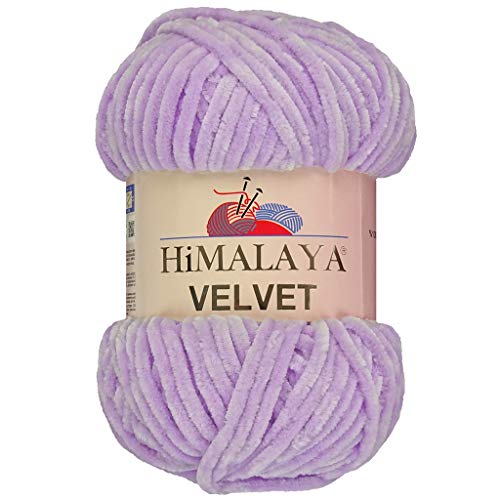 Marriner Himalaya Velvet Super Chunky Garn mit 100% Polyester, 14/16-lagig, zum Stricken und Häkeln, vegan und hypoallergen (Flieder, 100 g Einzelknäuel) von MARRINER