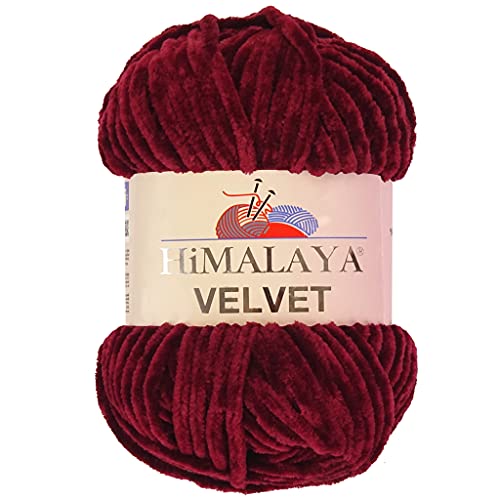 Marriner Himalaya Velvet Super Chunky Garn mit 100% Polyester, 14/16-lagig, zum Stricken und Häkeln, vegan und hypoallergen (Burgundy 100 g Einzelknäuel) von MARRINER