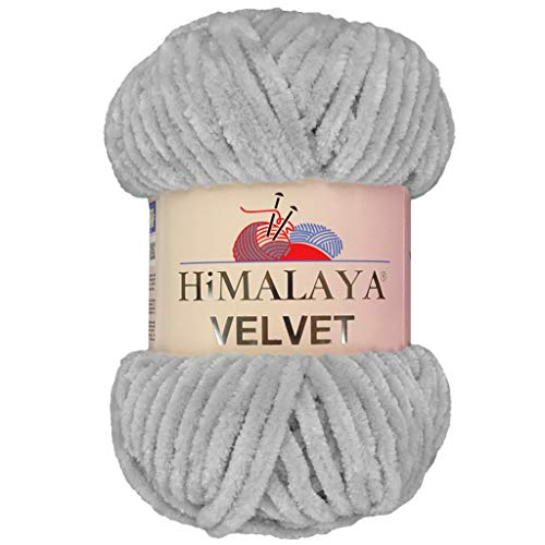 Marriner Himalaya Velvet Super Chunky Garn mit 100% Polyester, 14/16-lagig, zum Stricken und Häkeln, vegan und hypoallergen (Grau, 100 g Einzelknäuel) von MARRINER