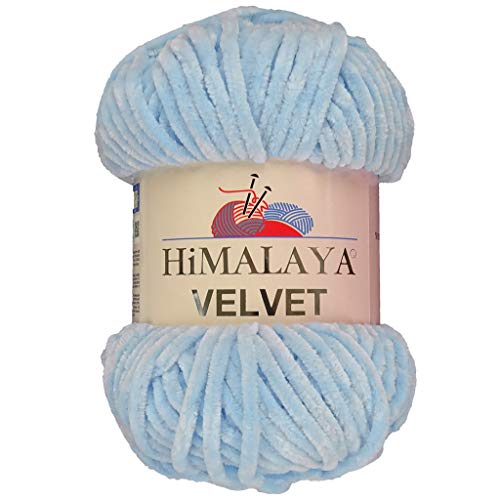 Marriner Himalaya Velvet Super Chunky Garn mit 100% Polyester, 14/16-lagig, zum Stricken und Häkeln, vegan und hypoallergen (Sky 100 g Einzelknäuel) von MARRINER