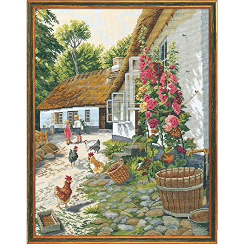 MARUSSIA Eva Rosenstand Kreuzstich Set Stockrose, Zählmuster, 48x67cm von MARUSSIA