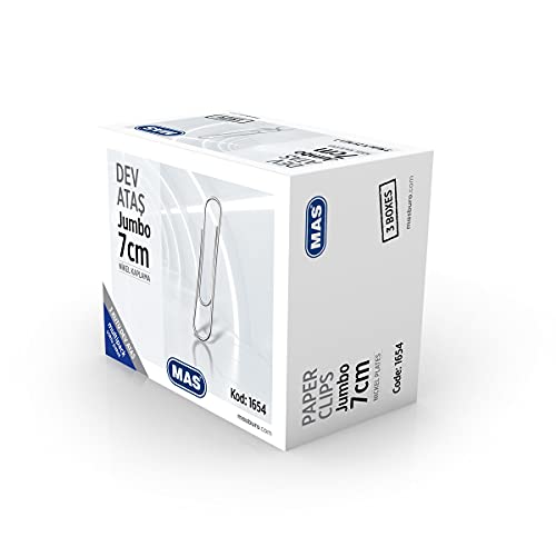 MAS 1654 MULTIPACK - Riesen Büroklammern (Jumbo-Typ) Größe 7cm x 3 von MAS