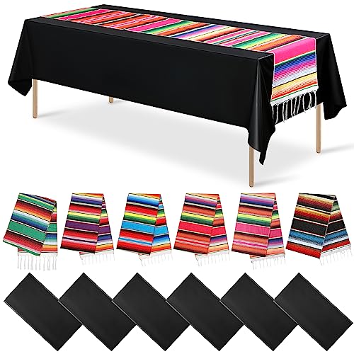 Mexikanischer Tischläufer und Kunststoff-Tischdecke, Fiesta-Tischdecke und Serape-Tischläufer, Party-Dekorationen, mexikanische Einweg-Tischdecke für Fiesta Cinco de Mayo Taco, Partydekorationen von MASHAN