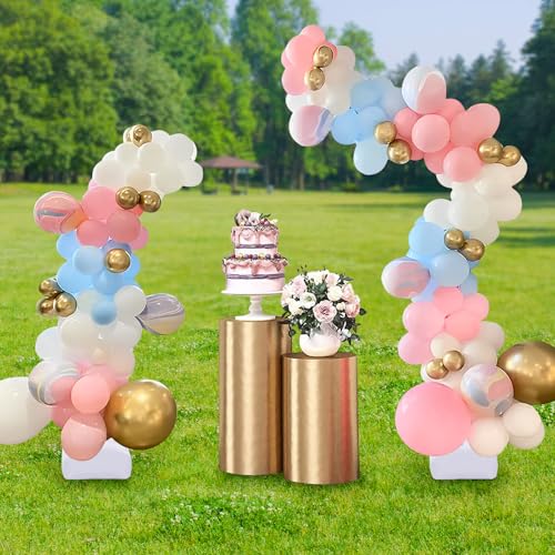 Ballonbogen Bausatz,Ballon Girlande 2.5M & 1.5M Halbbogen Ballonsäule Stand mit 30 Ballon-Klammern + Wassergefüllter Fuß Frei Biegbare Form Ballonständer für Geburtstag Deko Hochzeit Engagement Party von MASHANGFU