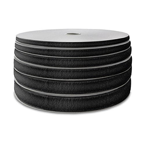 MASHPAPER Klettband selbstklebend 25 m | weiß oder schwarz | Breite frei wählbar | Flauschband oder Hakenband (16 mm Flauschband, schwarz) von MASHPAPER