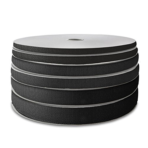 Hakenband Klettband selbstklebend 25 m | weiß oder schwarz | Breite frei wählbar | schwarz 10 mm 807510 von MASHPAPER