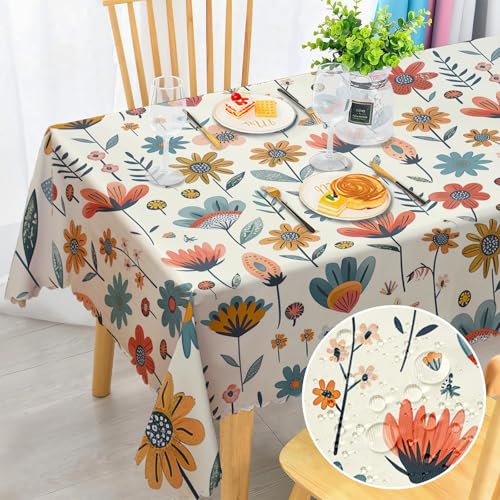 MAST DOO Tischdecke, abwischbar, rechteckig, wasserdicht, Polyester-Tischdecke, Blumen-Gartentischdecke für Zuhause und Party, Festlich, Picknick, Küche, Hochzeit, 140 x 180 cm von MAST DOO