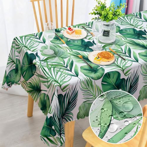 Tischdecke Abwaschbar Rechteckig, Hawaiian Palmblätter Fleckschutz Wasserdicht Tischdecken Florals Garten Tischdecken für Draußen Küche Party Deko Hochzeiten oder Haushalt 110x140cm von MAST DOO