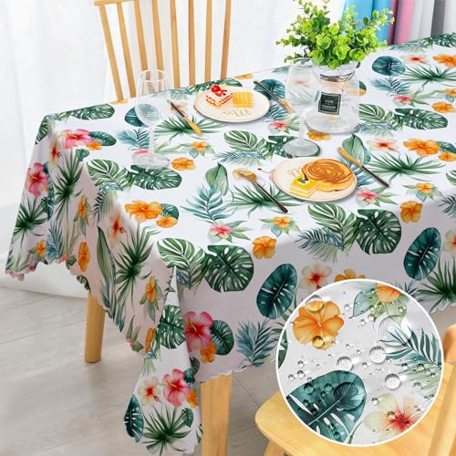 Tischdecke Abwaschbar Rechteckig, Hawaiian Palmblätter Fleckschutz Wasserdicht Tischdecken Florals Garten Tischdecken für Draußen Küche Party Deko Hochzeiten oder Haushalt 110x140cm von MAST DOO