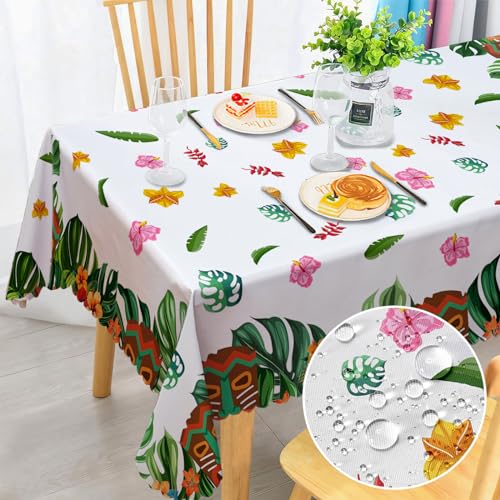 Tischdecke Abwaschbar Rechteckig, Hawaiian Palmblätter Fleckschutz Wasserdicht Tischdecken Florals Garten Tischdecken für Draußen Küche Party Deko Hochzeiten oder Haushalt 110x140cm von MAST DOO