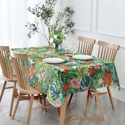 Tischdecke Abwaschbar Rechteckig, Hawaiian Palmblätter Fleckschutz Wasserdicht Tischdecken Florals Garten Tischdecken für Draußen Küche Party Deko Hochzeiten oder Haushalt 140x180cm von MAST DOO