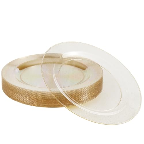 MATANA 25 Premium Plastikteller mit Goldglitter, 26cm - Mehrweg Kunststoffteller - Hartplastik Partyteller Gold für Hochzeiten, Geburtstage, Partys - Elegantes & Stabiles Partygeschirr von MATANA