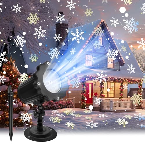 MATEPROX Weihnachtsprojektor, IP65 Wasserdicht LED-Schneeflockenlicht Lichtprojektor, Schneeflockenlicht Projektionslampen für Innen und Außenbereich, Garten, Rasen, Haus, Party, Festival, Dekoration von MATEPROX