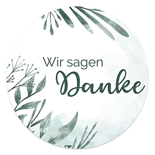 Danke Aufkleber rund 4,5 cm - Wir sagen Danke Sticker ideal für Hochzeit, Geburtstag, Dankeskarten & Give Aways (20x Stück, Blütenstrauch) von MAVANTO