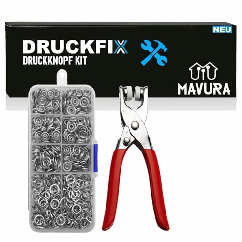 DRUCKFIX Druckknopf Kit Druckknopf-Setter-Werkzeug 100 Drückknöpfen von MAVURA