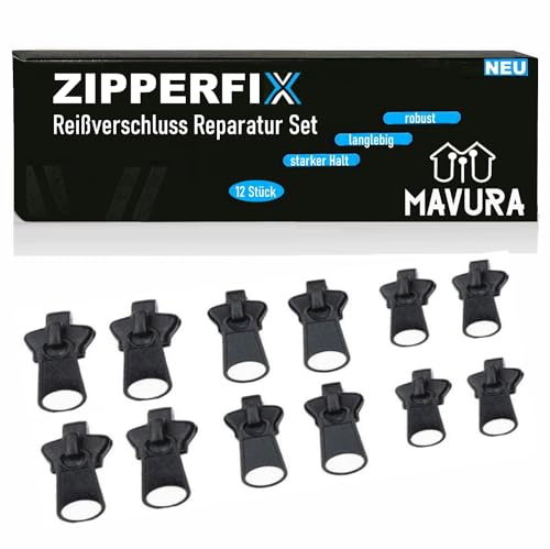 ZIPPERFIX Reißverschluss Reparatur Set Reißverschlussreparatur Zipper A Fix [2er Set] schwarz von MAVURA