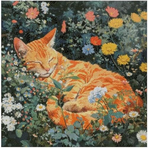 max stitch design Kreuzstich-Set, Motiv: Katze in Sonnenschein, 200 x 200 cm, 36 x 36 cm, Baumwolle, Kreuzstich-Set für fortgeschrittene Erfahrung von max stitch design