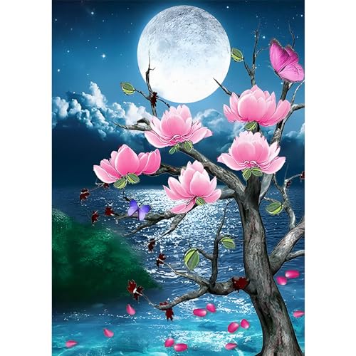 DIY Landscape Diamond Painting Set für Erwachsen, Blume Meer 5D Diamond Painting Bilder Set, Malen nach Zahlen Diamant Kunst Handwerk für Home Wand Décor 30x40cm von MAXBYE