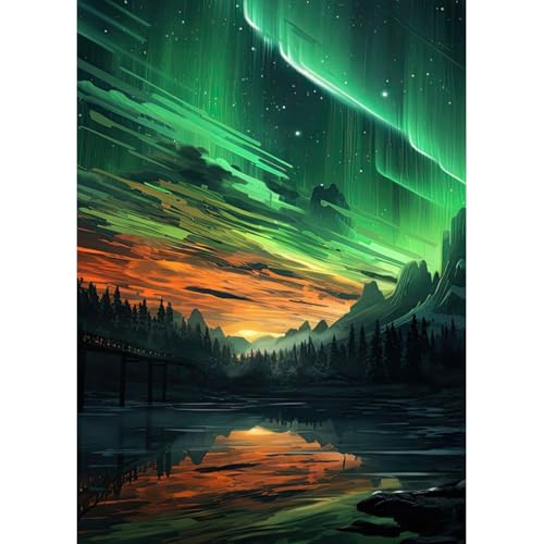 MAXBYE 5D Full Aurora Diamond Painting Complete Kit, DIY Berge und Seen Diamant Art Bilder Erwachsene Set, Mosaikherstellung, Diamantmalerei Basteln Bilder Arts Geschenk für Home Wand Décor 30x40 cm von MAXBYE