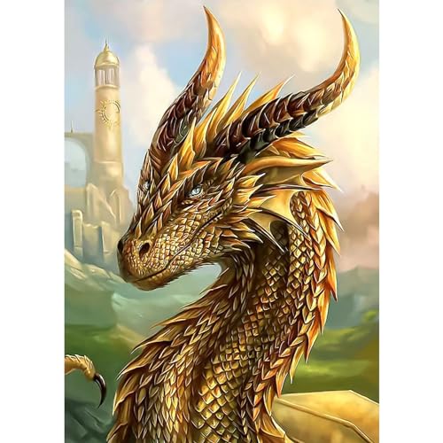 MAXBYE 5D DIY Diamond Painting Drache, Diamond Painting Set, Malen nach Zahlen Diamant Anfänger Cross Stickerei Malerei Kits Wand Dekor 30x40cm von MAXBYE