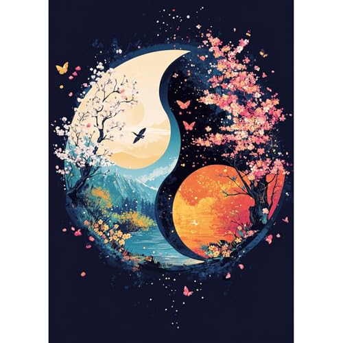 MAXBYE 5D DIY Full Drill Diamond Painting Fantasie Landschaft, Yin und Yang Diamant Painting Bilder Erwachsene Set, Diamant Malerei Basteln Bilder Arts Als Geschenk für Home Wand Décor 30x40 cm von MAXBYE