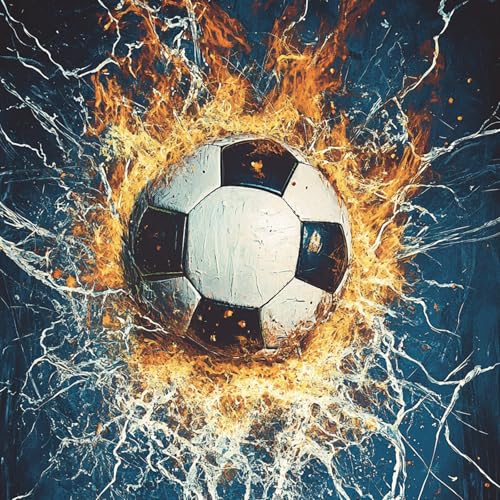 MAXBYE 5D DIY Full Drill Diamond Painting Fußball, Wasser und Feuer Diamant Painting Bilder Erwachsene Set, Mosaikherstellung, Diamantmalerei Basteln Bilder Arts Als Geschenk für Wand Décor 30x30 cm von MAXBYE