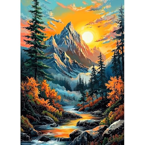 MAXBYE Berglandschaft Diamond Painting Art Kits für Erwachsene, 5D Diamond Art Kits DIY Full Drill Kunst Crystal Malerei Für Anfänger, Diamant Kreuzstich Geschenke Home Wand Dekor 30x40cm von MAXBYE