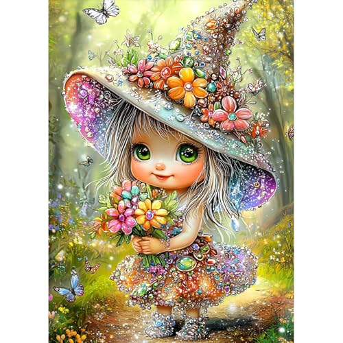 MAXBYE DIY 5D Diamond Painting Kits für Erwachsene, Süße Fee Diamant Bilder Set Vollbohrerbild Schmetterling Kristall Pictures Arts Diamant-Kreuzstich Malerei für Haus Wanddeko Geschenke 30x40cm von MAXBYE