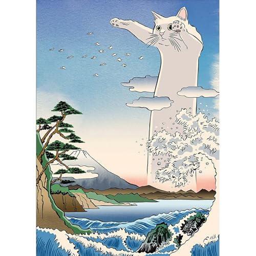 MAXBYE DIY Diamant Painting Bilder Kit, 5D Full Drill Diamond Painting Ukiyo-e, Erwachsene Zahlen Diamant Painting katze, Stitch Diamond Art Painting Kits für Home Wall Decor 30x40 cm von MAXBYE